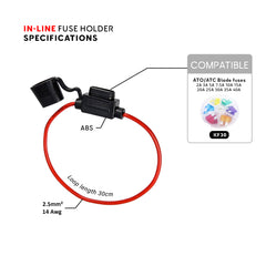 In-line fuse holder waterproof compatible ATO/ATC fuse for boat and RV with Baywatt.com 