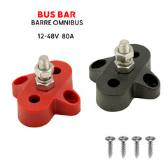 Baywatt Marine Bus Bar - 1 Pole M6 Terminal Block (Black/Red) - Simplifies Boat Electrical Wiring Barrette de distribution marine 1 goujon M6 noir/rouge. get more watt at sea on Baywatt.com