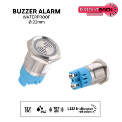 Buzzer Alarm 90-110db - Waterproof - IP67 12VDC with Red indicator intermittent beep for bilge pump and other warning dashboard marine agriculture rv and cars Brightback Technology by Seawatt