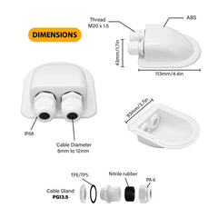 Marine Double Cable Entry Gland (IP68) - Black or White